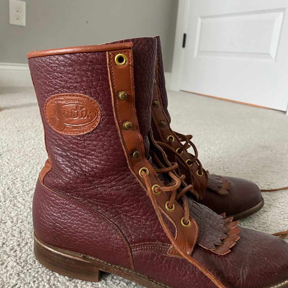 Vintage leather boots by Justin
